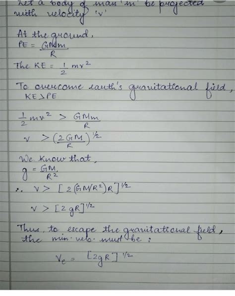 Define escape velocity and derive an expression for it. - Brainly.in