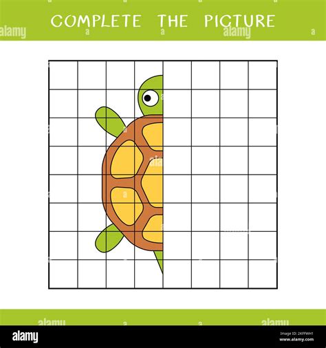 Complete the picture of cute turtle. Simple educational game for kids ...