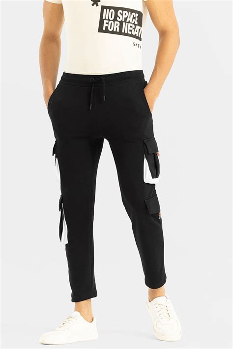 Buy Men's Entrant Black Track Pant Online | SNITCH