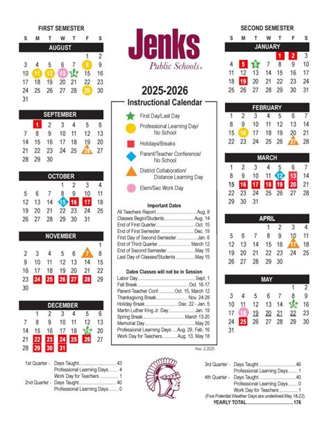 Jenks Public Schools OK Calendar 25-26 Revised [pdf] - EduCounty
