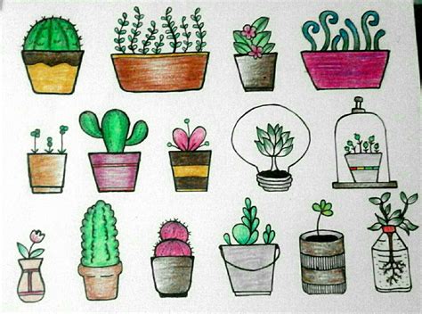 Cute plants doodles. Cute plants drawing. Pencilcolor drawing. Inspired ...