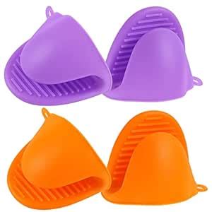 Acronde 2 Pairs Mini Oven Gloves Silicone Heat Resistant Cooking Pinch ...