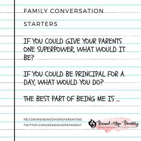 Easy Family Conversation Starters - Renewed Hope Parenting