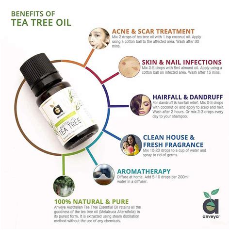 Anveya Australian Tea Tree Essential Oil For Hair, Face & Acne Scars