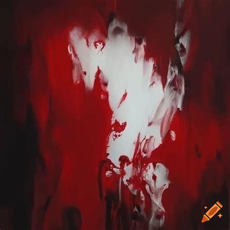 Abstract painting of white and dark red colors