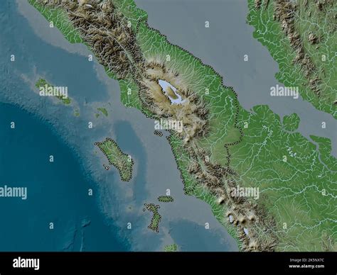 Sumatera Utara, province of Indonesia. Elevation map colored in wiki ...