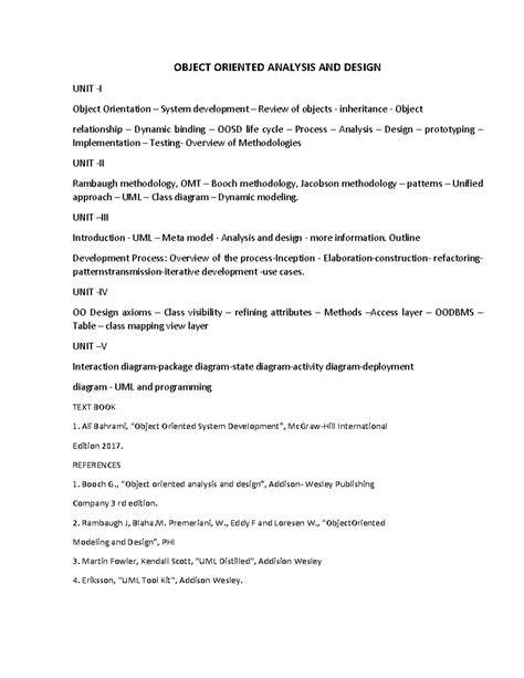 Object Oriented Analysis and Design (CS101) Study Notes and Overview ...