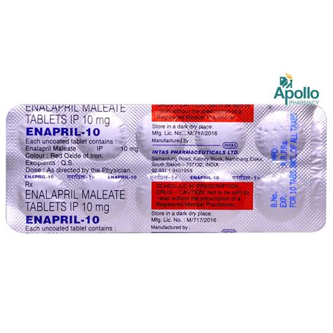 Enapril 10 Tablet 10's Price, Uses, Side Effects, Composition - Apollo ...