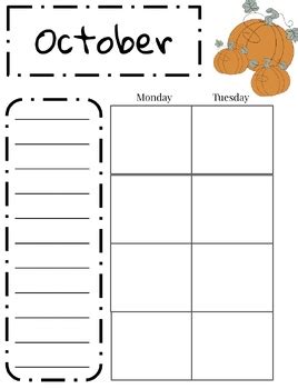 October Monthly Lesson Plan Calendar 的图像结果
