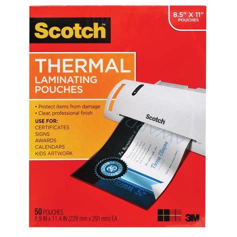 Scotch Thermal Laminating Pouches Full-Sheet 3 mil 50-Count Package
