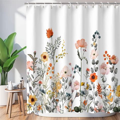 Floral Shower Curtains for Bathroom Flower Pretty Fabric Colorful ...