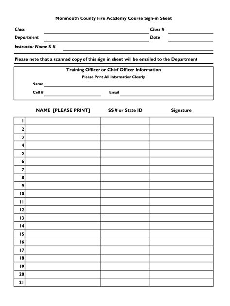 Fillable Online Course Sign In Sheet - Rev Jan 2013.xls Fax Email Print ...
