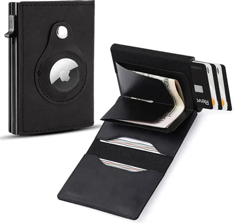 Buy Mens Genuine Leather RFID Blocking AirTag Smart Wallet Card Holder ...