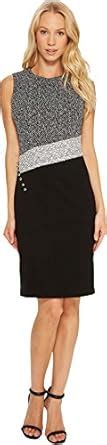 Buy Calvin Klein Women's Angle Bottom Blocked Sheath Dress, Black/White ...