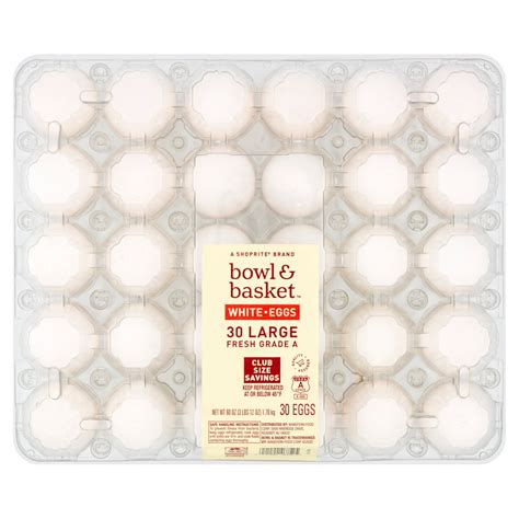 Bowl & Basket Fresh White Eggs, Large, 30 count, 60 oz - The Fresh Grocer