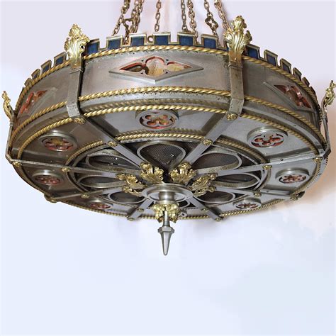 Monumental Detroit Gothic Medieval Renaissance Revival Brass and Steel Chandelier at 1stDibs ...