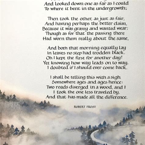 Robert Frost the Road Less Traveled Poem Print. the Road Not Taken ...
