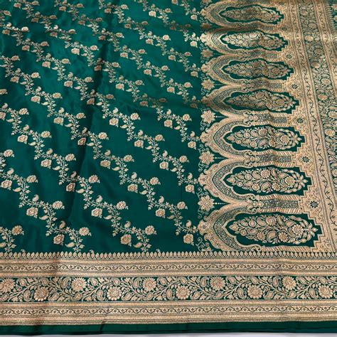 Light Weight Bridal Rama Green Satin Silk Saree – ZAIRA