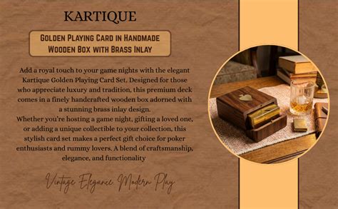 Kartique Golden Playing Card in Handmade Wooden Box with Brass Inlay