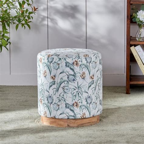 Buy Hibiscus Fabric Pouffe - Green from Home Centre at just INR 4748.0