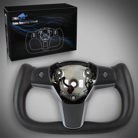 ZIMABLUE Yoke Steering Wheel for Tesla Model 3 2017-2023, Model Y 2019-2024 Steering Wheel with ...
