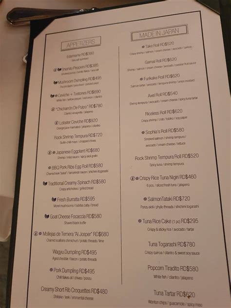 Menu at SBG Sophia's Bar & Grill, Santo Domingo, C. P.º de los Locutores 9