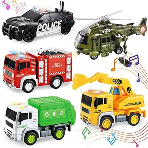 Lesuter Toys 5 Pack Friction Powered Truck Toy Set(8 IN) Including ...