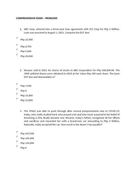 Image result for Sample Comprehensive Exam Questions