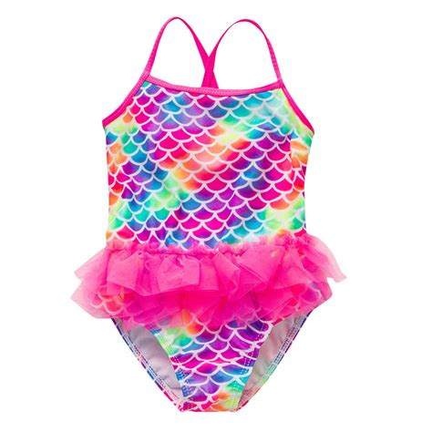 Buy Kids Swimsuits for Girls One Piece 1-5 Years Old Mesh Sequin ...