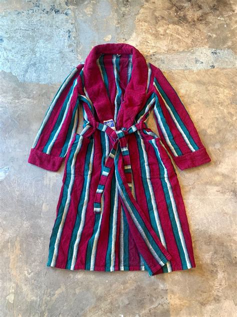 1970's stripe pattern‼︎ pile bathrobe night gown | PUSH ME HARDER