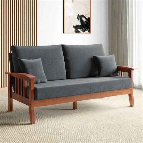 Buy Abby Velvet 3-Seater Sofa with Cushions - Customized Furniture from ...