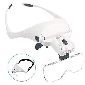 Head Mount Magnifier with 2 LED Light,HAINABC Headband Magnifying ...