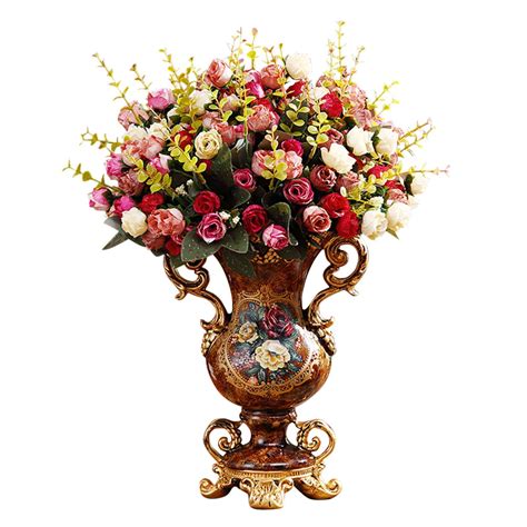 Amazon.com: BULUXE Artificial Vintage Flower Arrangement Vase Set ...