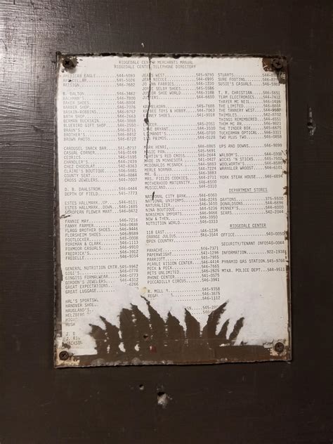 Directory from Ridgedale Center, a decidedly undead mall, but still ...