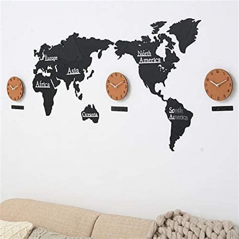 Buy 3D Timezone World Wall Clock DIY International World Wall Time Zone ...