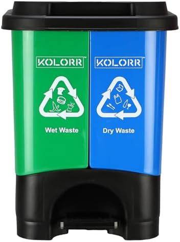 KOLORR Twin Bin 19L Dustbin Dry & Wet Waste Pedal Dustbins / 2 In 1 ...