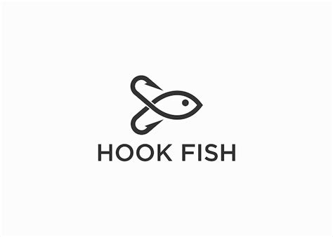 Fischerei-Logo-Kombination mit Fisch und Haken-Vektor-Silhouette ...