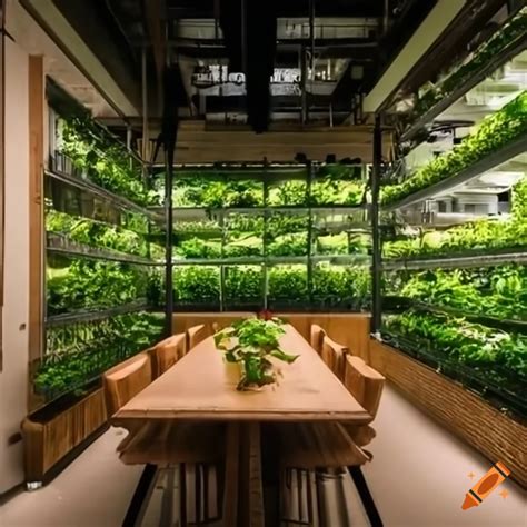 Restaurant with indoor vertical farm on Craiyon