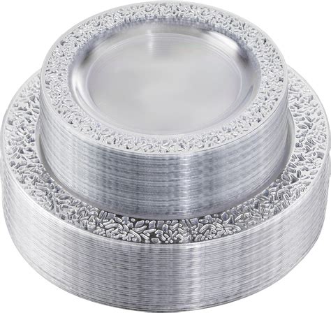 Amazon.com: Liacere 150PCS Clear Silver Plastic Plates & Disposable ...