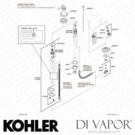 Kohler Widespread Bathroom Sink Tap with Lever Handles, 1.2 GPM (K-394-4-PB) Spare Parts