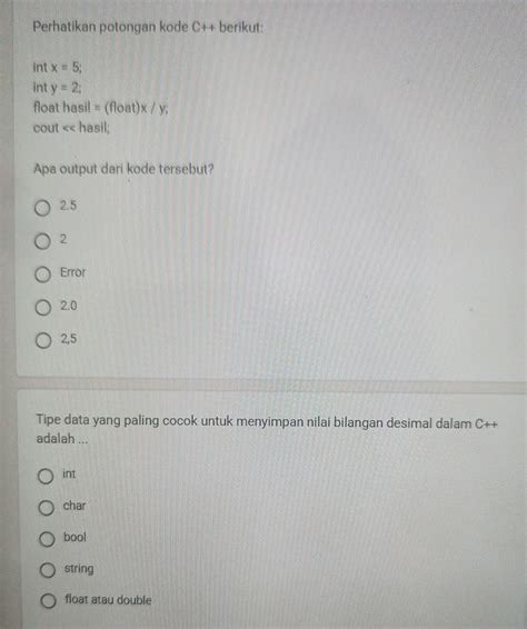 Perhatikan potongan kode C++ berikut: int x | StudyX