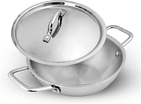 LiMETRO STEEL Triply Stainless Steel Kadai with Lid 1.5 Liter (20 CM ...