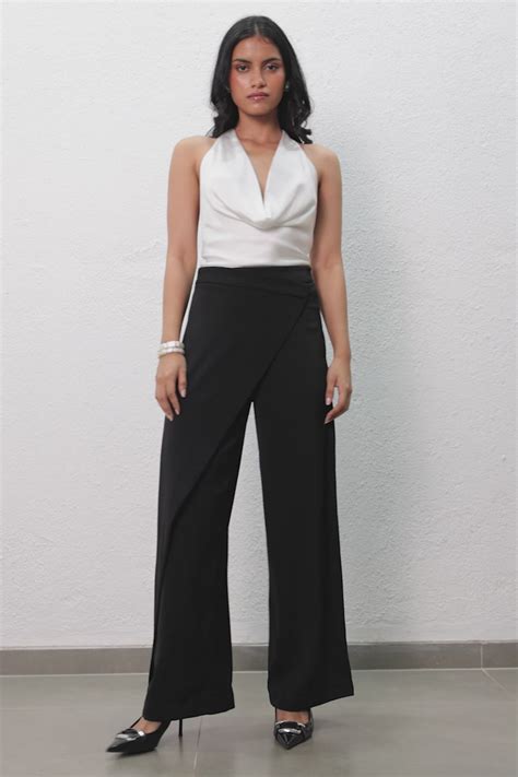 Basic Black Pareo Women's Straight Korean Pants