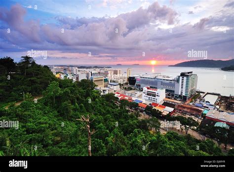 Kota Kinabalu Cityscape at sunset, Sabah Borneo Malaysia Stock Photo ...