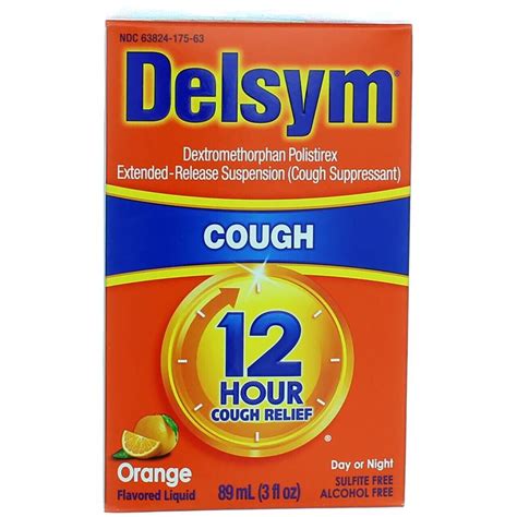 6 Pack Delsym Cough Suppressant Liquid, 30 12-Hour, Orange 5.3 oz ...