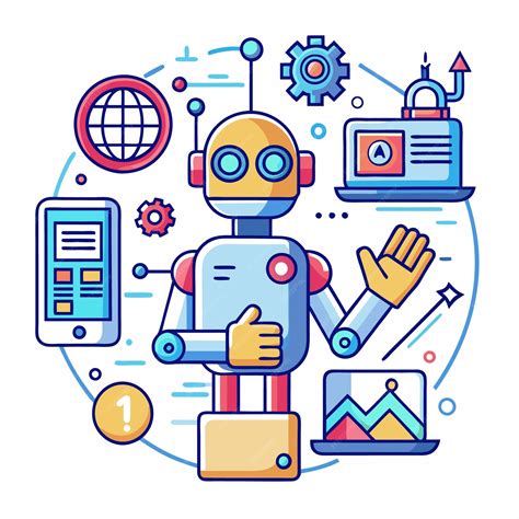 Conjunto de iconos de línea de robots | Vector Premium generado con IA