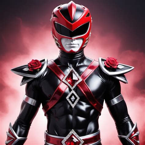 Evil power ranger in black and red with crystal roses