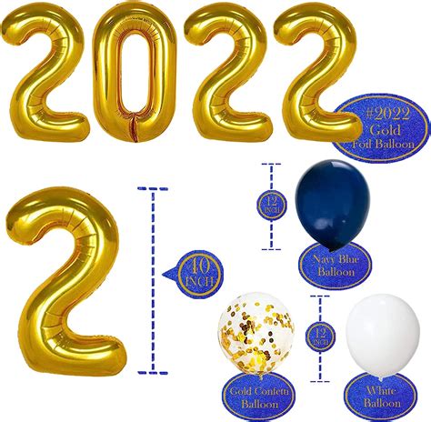 Buy Graduation Party Supplies 2022 Decorations Kit, Gold 2022 Balloons ...
