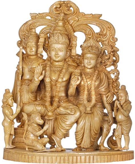 Buy Exotic India Rama Durbar - Wood Statue from South India Online at ...
