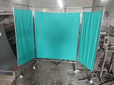 INDIAN MEDITECH Heavy Stainless Steel Bedside Screen 3 Folds SS Trolley ...